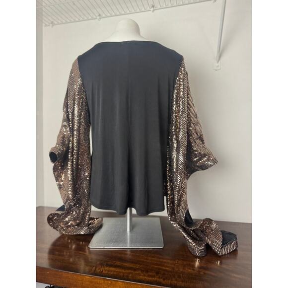 ASOPH Gold Sequin Dramatic Top with Long Sleeves Size 3X - Picture 7 of 13